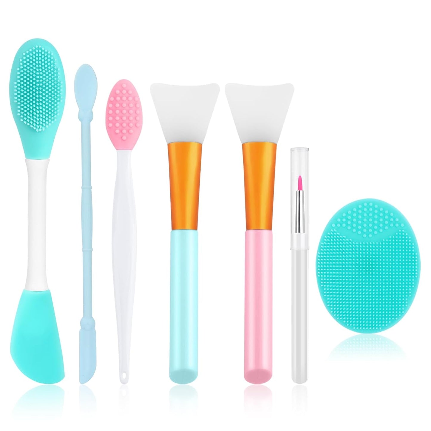 Silicone Face Scrubber, 2pcs Exfoliating Lip Brush, 2pcs Face Cleansing Brush & Silicone Facial Mask Brush Exfoliator Blackhead Skin Care Tool
