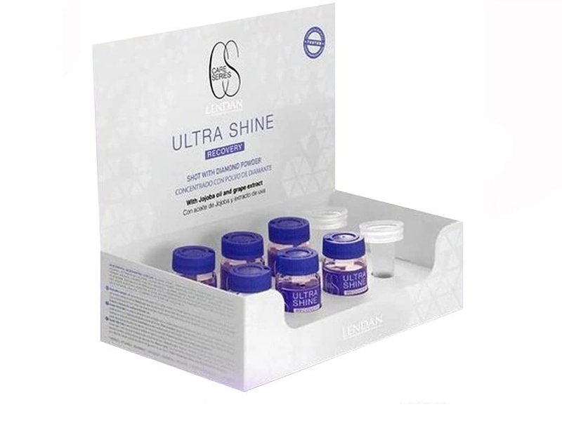 Lendan Ultra Shine Recovery – Diamond Powder, Jojoba Oil and Grape Seed Extract, 6×10 ml Ampoules