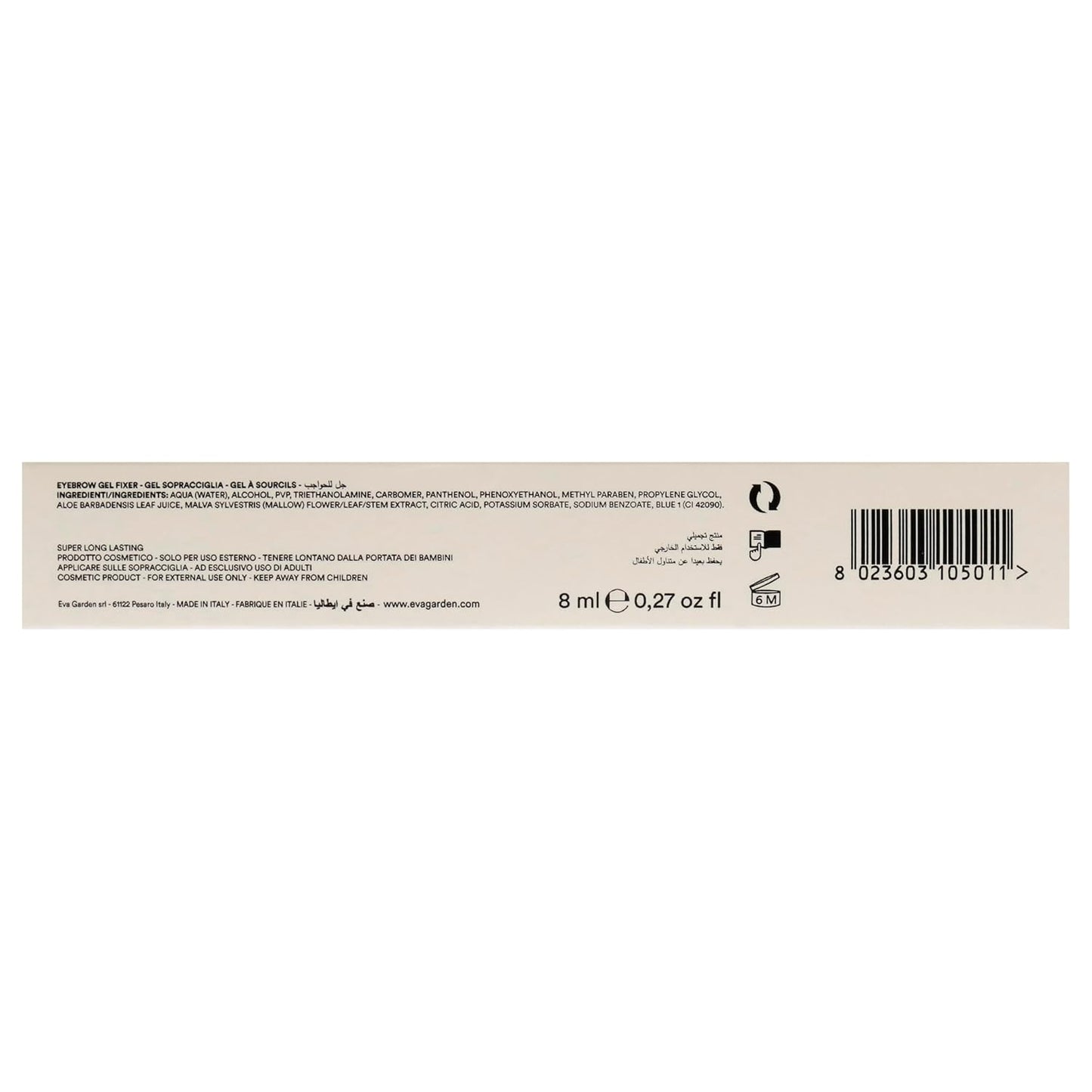 Eyebrow Gel - Transparent Fluid for Precise Definition & Shape - Easy Application, No Residue - 0.27 oz