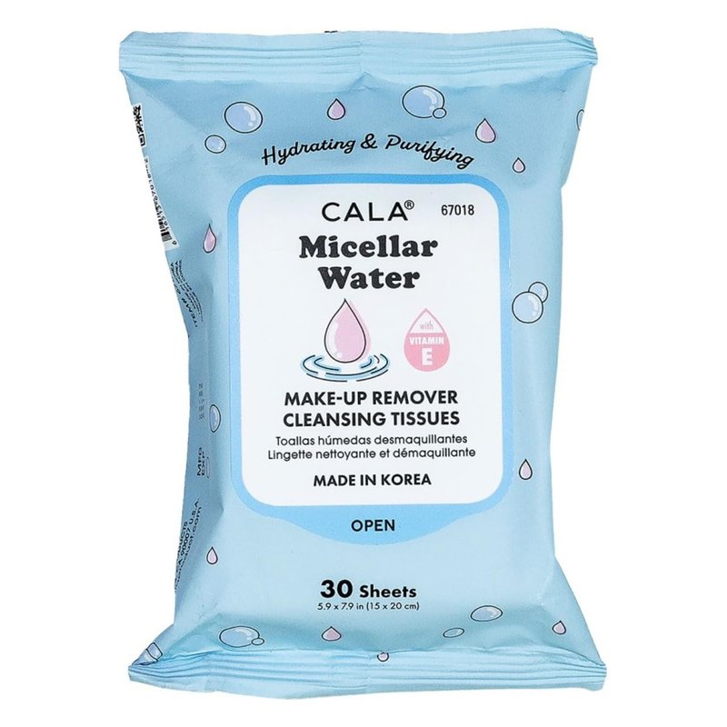 CALA Makeup Remover Cleansing Tissues - Micellar Water Wipes for Hydration | 30 Gentle Sheets for All Skin Types