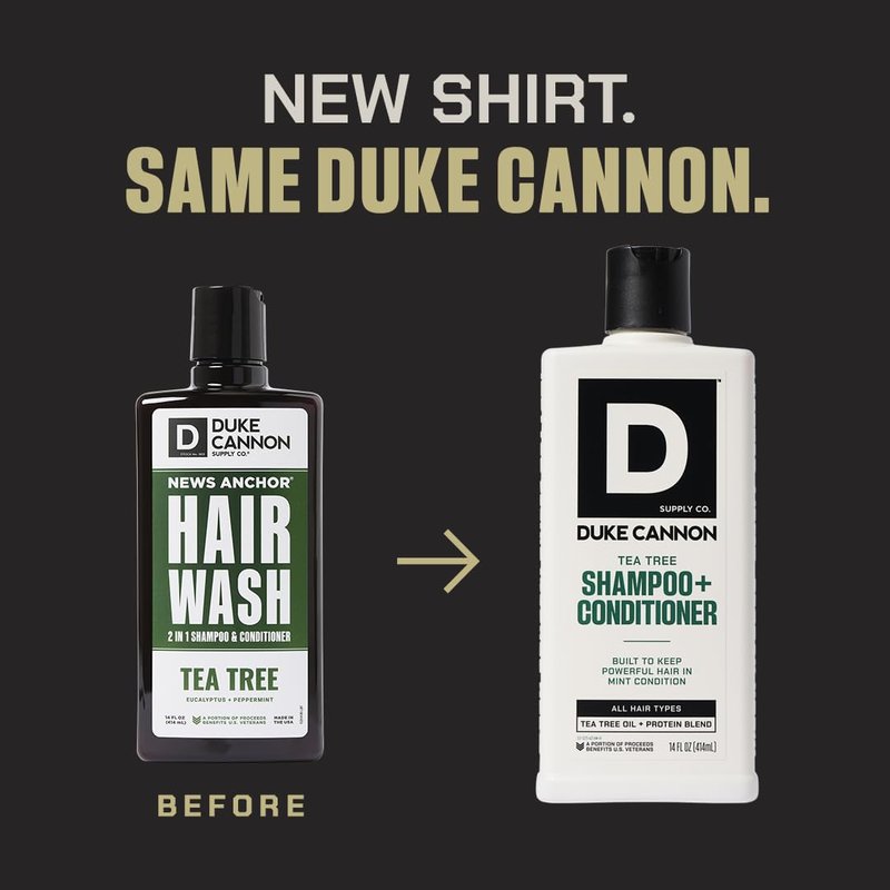 Duke Cannon Supply Co. 2-in-1 Tea Tree Hair Wash & Midnight Swim Body Wash Bundle - Masculine Scent - Gentle Cleansing Hair Wash - Deep Cleaning Body Wash - Midnight Swim/Tea Tree 2-1
