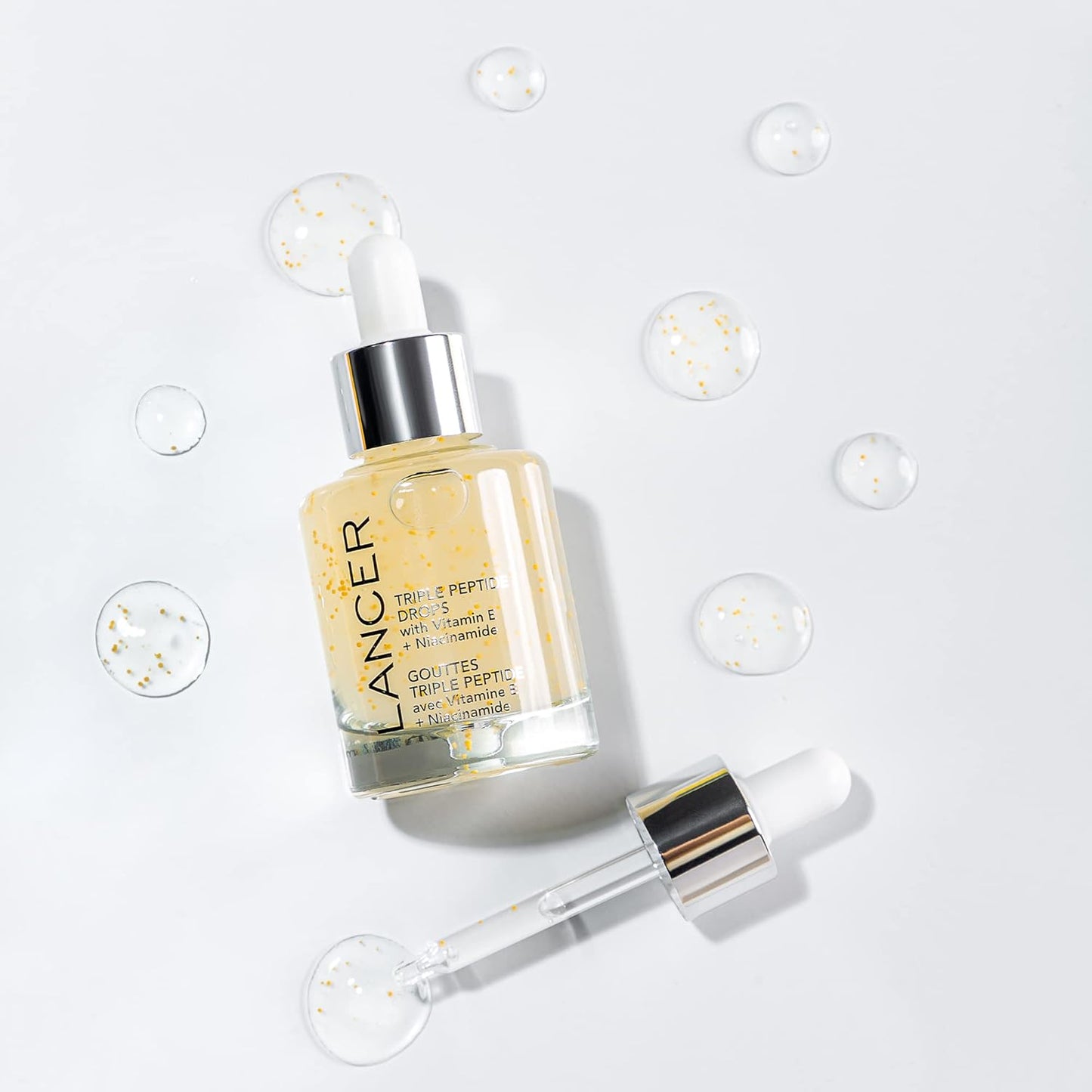 Lancer Skincare Triple Peptide Drops - Anti-Aging Face Serum with Vitamin E & Hyaluronic Acid | 1 fl oz for Firming & Hydration