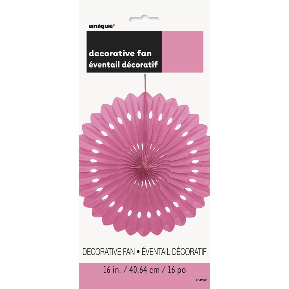 Hot Pink Solid Premium Tissue Paper Fan - 16" (1 Count) - Versatile Decoration, Perfect For Parties & Events