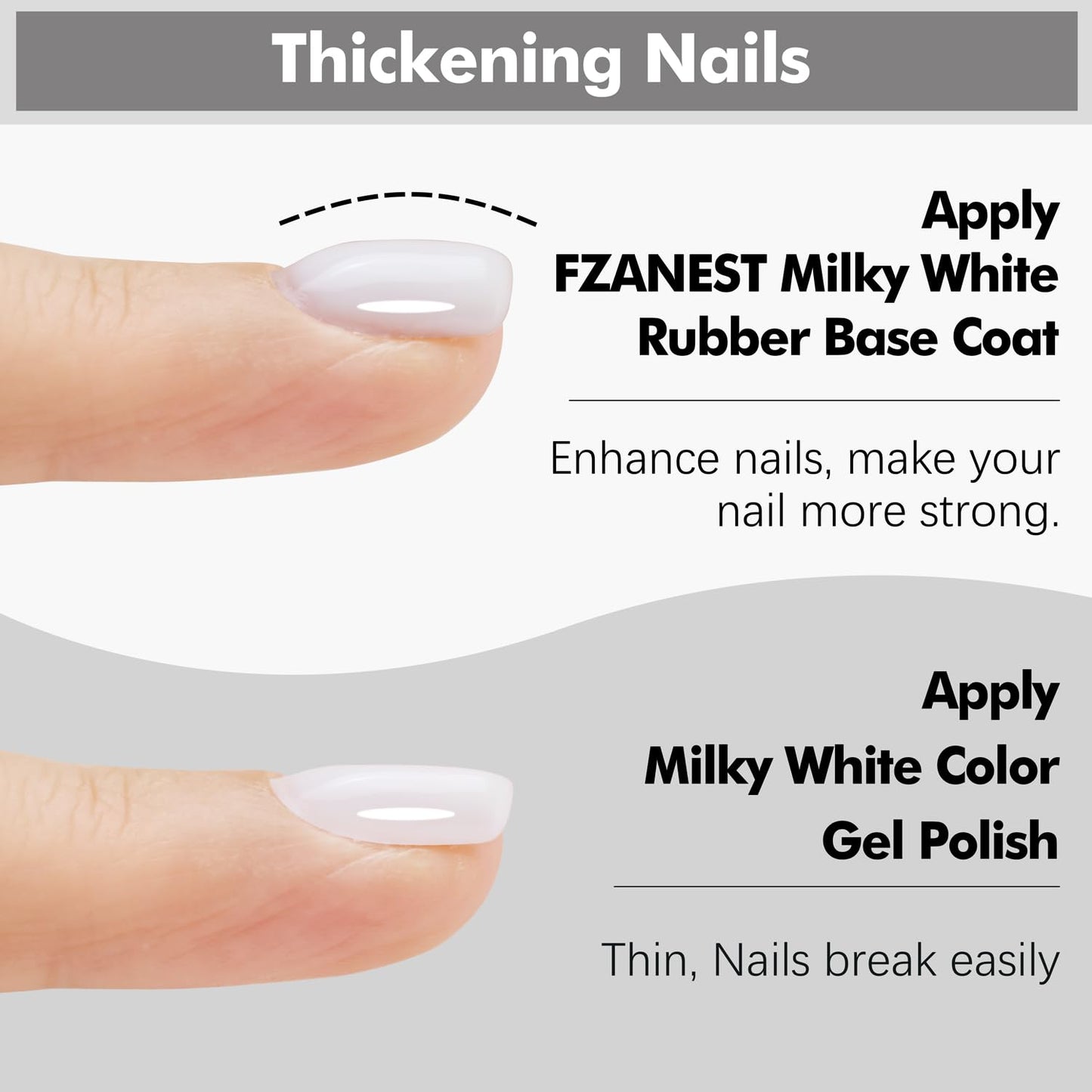 FZANEST Builder Gel Milky White Gel Polish Rubber Base For Nail Strengthener Extension LED Lamp Cured Color Base Nail Polish in Bottle