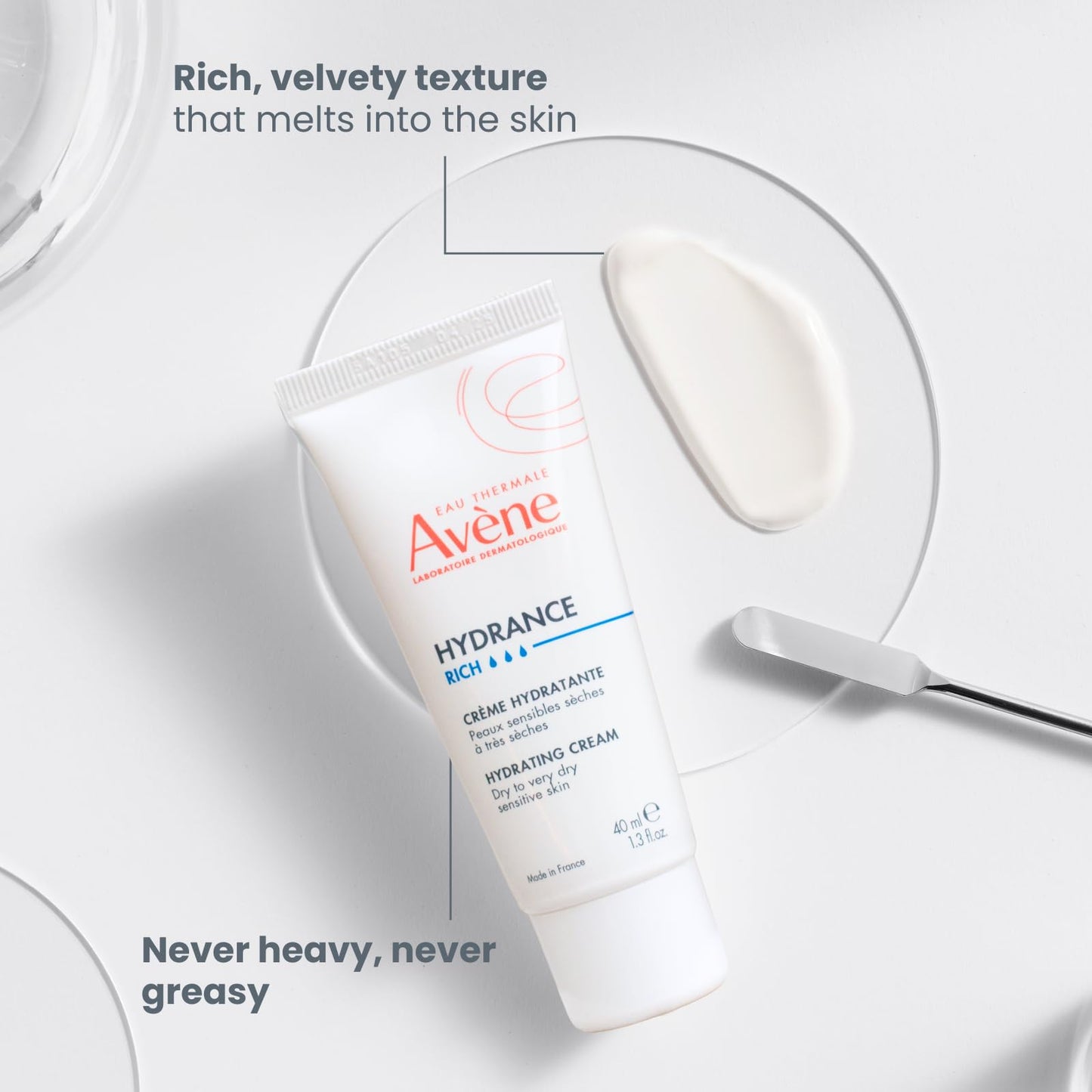 Avène Hydrance RICH Hydrating Cream, Daily Face Moisturizer, Soothes Feelings of Skin Tightness Associated with Dryness, Dry Skin Moisturizer, Non-Comedogenic Skin Care for Dehydrated Skin Barrier