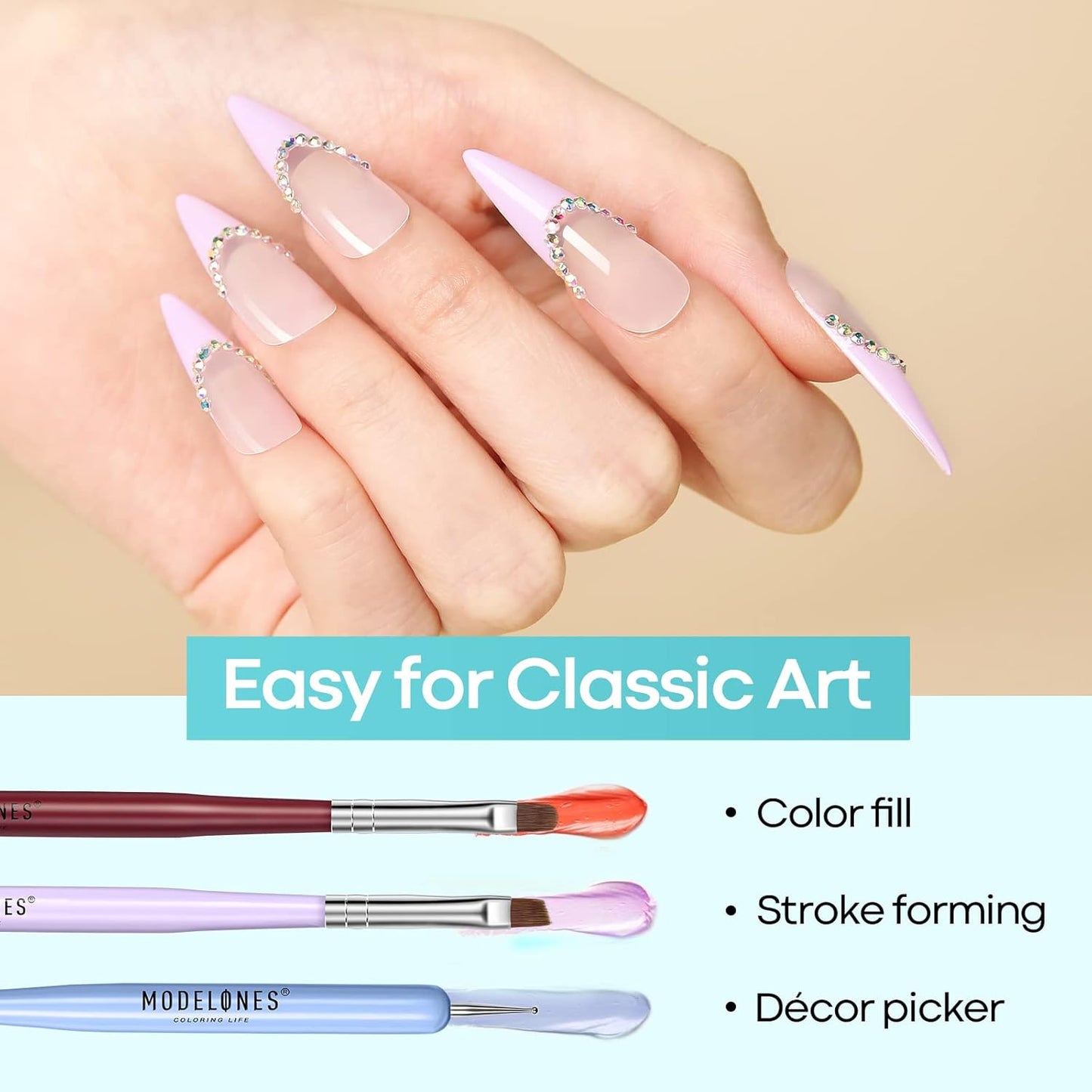 Modelones Nail Art Brushes Set, Nail Brush kit Gel Polish, Extension Gel, Liner, Carving, Apex Building, Dotting Pens Professional Tools for Drawing Painting 3D Design Salon & DIY Use