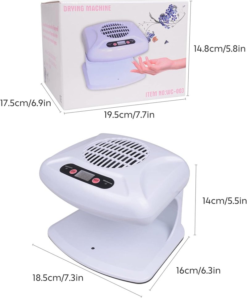 Air Nail Dryer - Automatic Sensor 300W Timing Fan for Hands & Feet | Warm & Cool Wind, Light Blue
