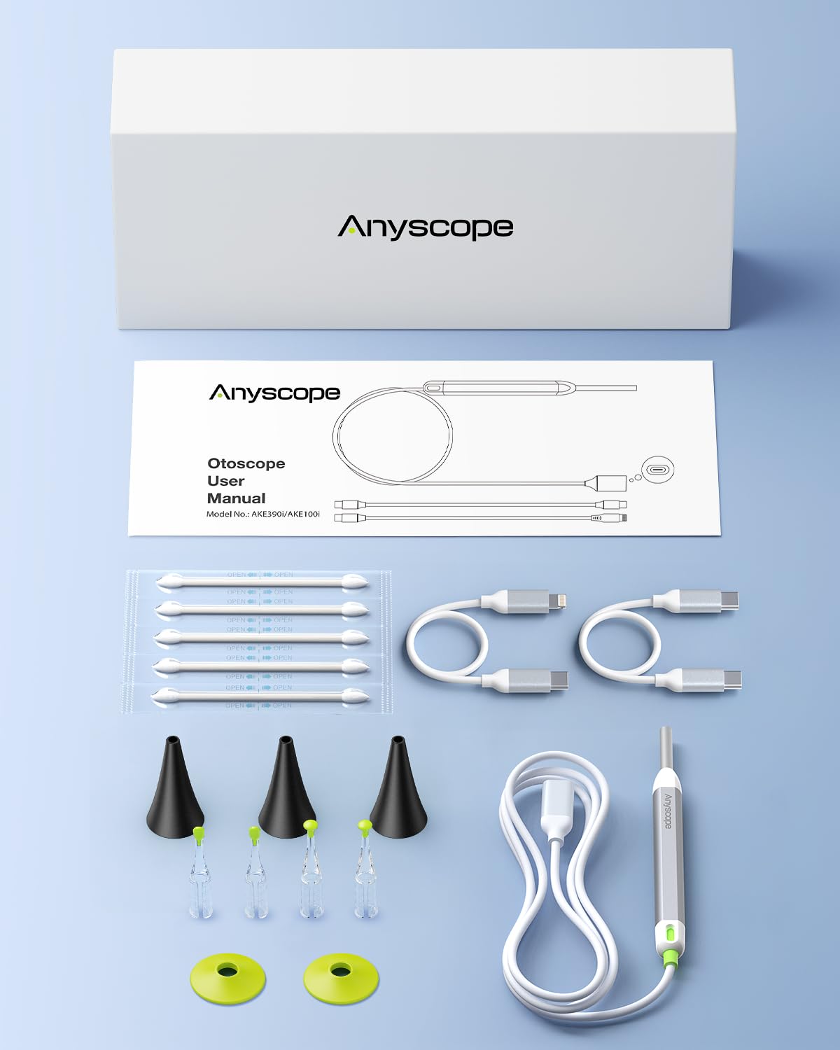 AnyScope HD Digital Otoscope, Video Ear Scope Otoscope with Light, Ultra Clear View Ear Camera with Ear Wax Removal Tools, Compatible with iPhone and Android Devices (Silver) 