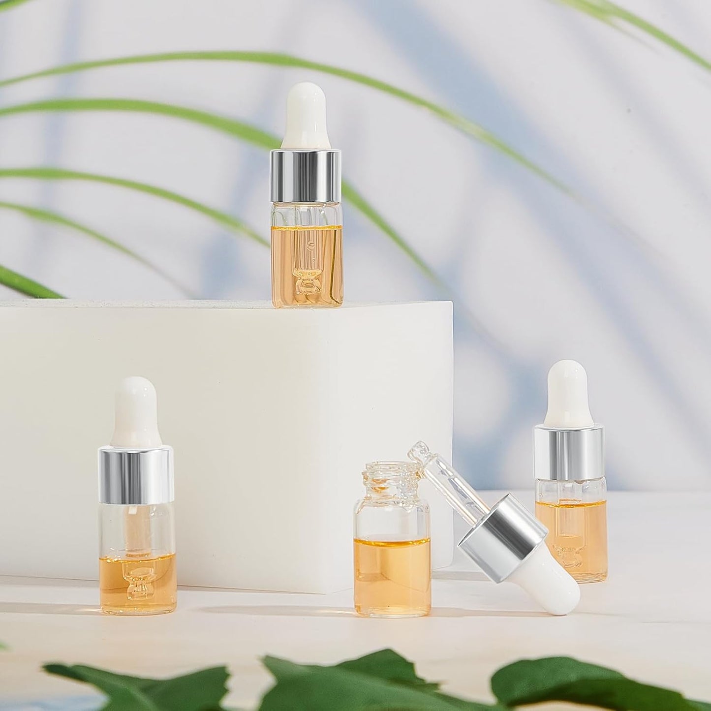 Mini Glass Oil Dropper Bottles - 100 Pcs 3ml Clear Essential Vials for Travel | Perfect for Perfume & Samples