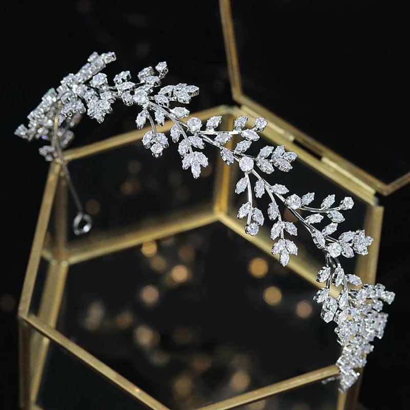 Jorsnovs Fashion Bridal Headpieces for Wedding Bride Hair Accessories Cubic Zirconia Headbands for Women CZ Birthday Gifts