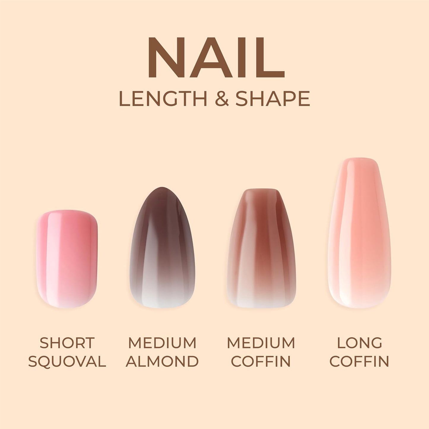 KISS Bare but Better, Press On Nails, Nail glue included, 'Nude Nude', Color, Medium Size, Coffin Shape, Includes 28 Nails, 2g glue, 1 Manicure Stick, 1 Mini File