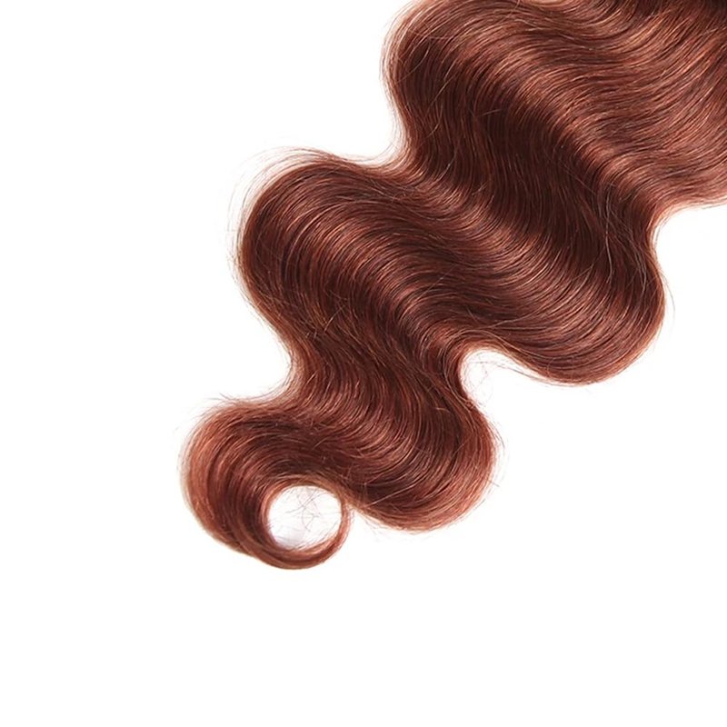 Niciitysi Color 33 Human Hair Reddish Brown Body Wave Bundles 8 10 12 inch Double Weft Brazilian Copper Red Hair Extensions Auburn Bundles Silky Soft for Women
