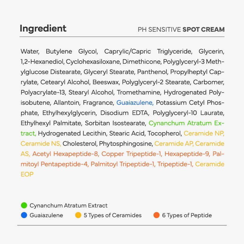 SAM’U PH Sensitive Spot Cream – Redness Reducing Blue Cream with Guaiazulene, Ceramides & Peptides for Redness Relief and Post-Blemish Recovery – Korean Face Moisturizer 30ml / 1.01 fl.oz