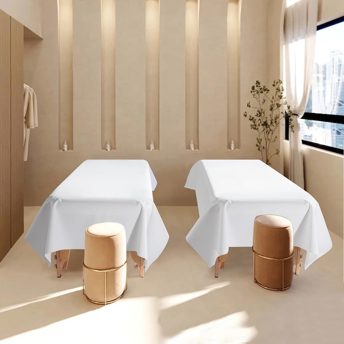 87"x51" Massage Table Sheets, Waterproof PVC Massage Table Cover, Reusable Wax Mat Pad Oilproof Lash Bed Cover, Massage Bed Cover Waxing Mat for Beauty Salon, SPA, Lash Extension, Tattoo (White 2pcs)