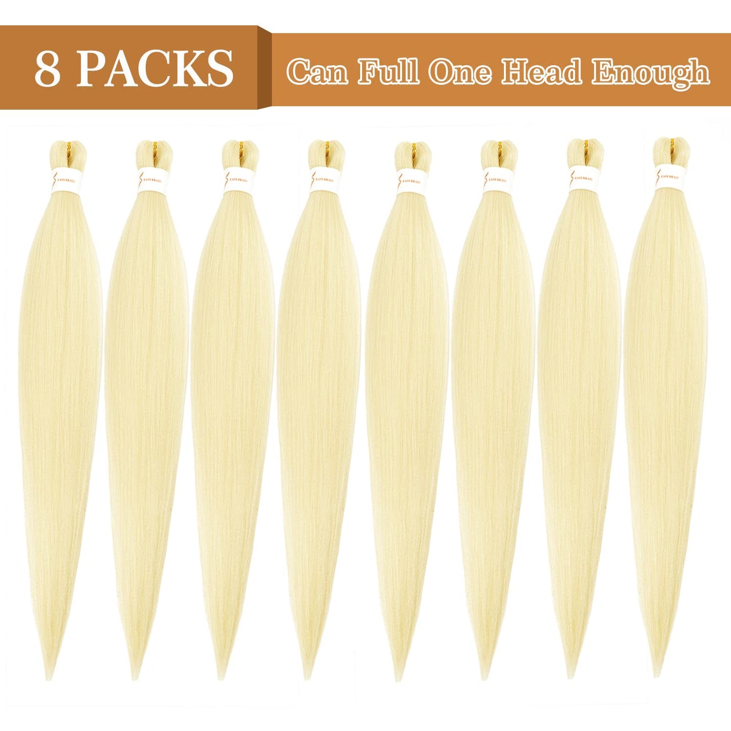 Ubeleco Braiding Hair, Pre-stretched Braiding Hair 8 Packs 48 Inch Soft Yaki Texture, No Itch, Hot Water Setting Hair Extensions for Braids Bleached Blonde (48in,#613)