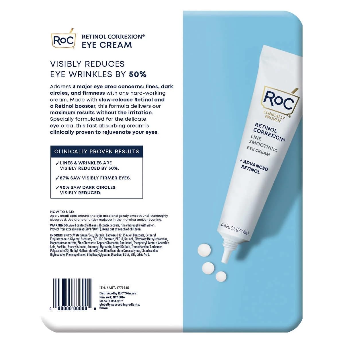 Eye See RoC Line Smoothing Eye Cream, 0.6 Fluid Ounce (Pack of 3)