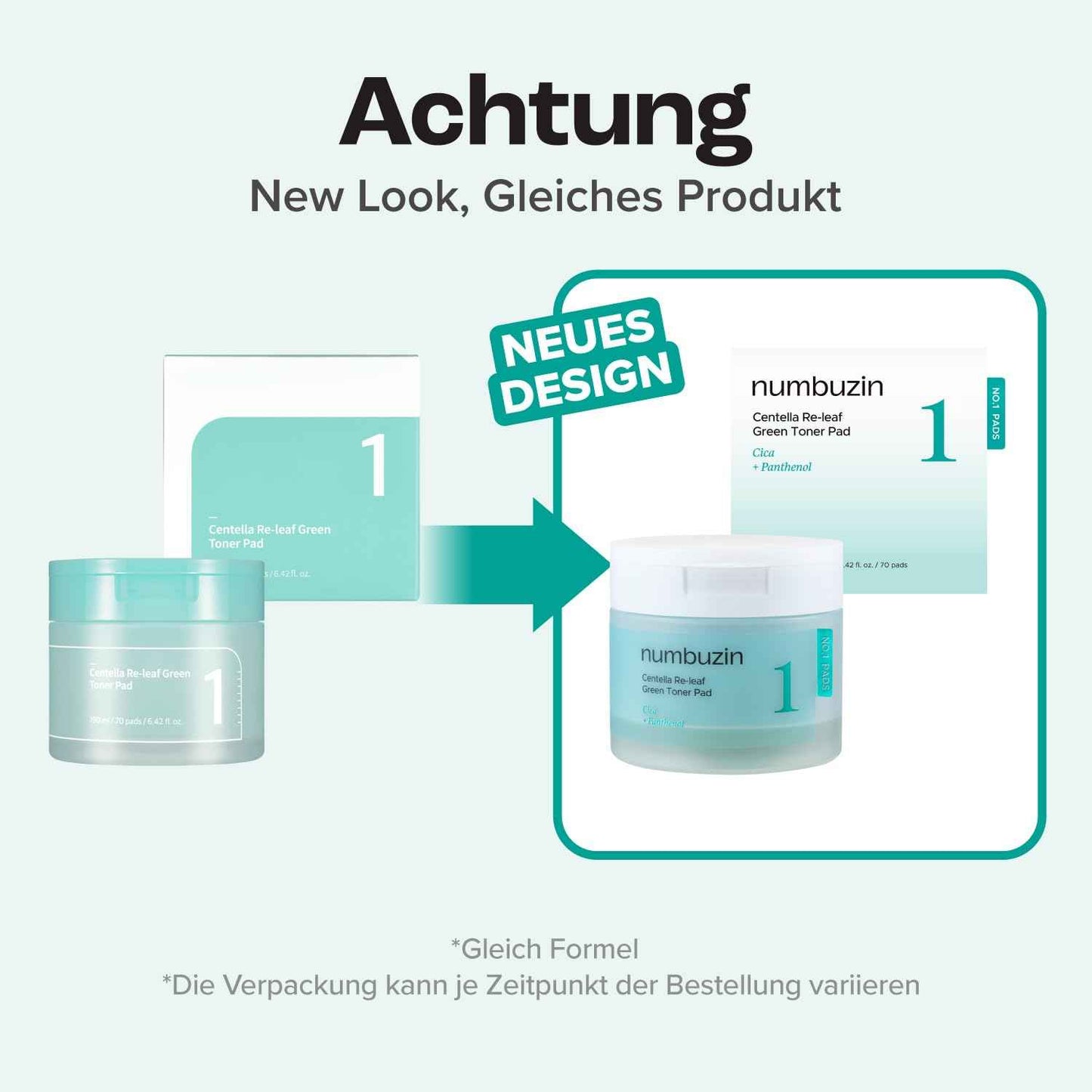 numbuzin No.1 Toner Pads | Centella Re-Leaf Green Toner Pad | Double-Sided | Centella Asiatica, Heartleaf, Licorice Root | Calming, Hydrating, Exfoliating | 70 Pads/6.42 fl. oz.