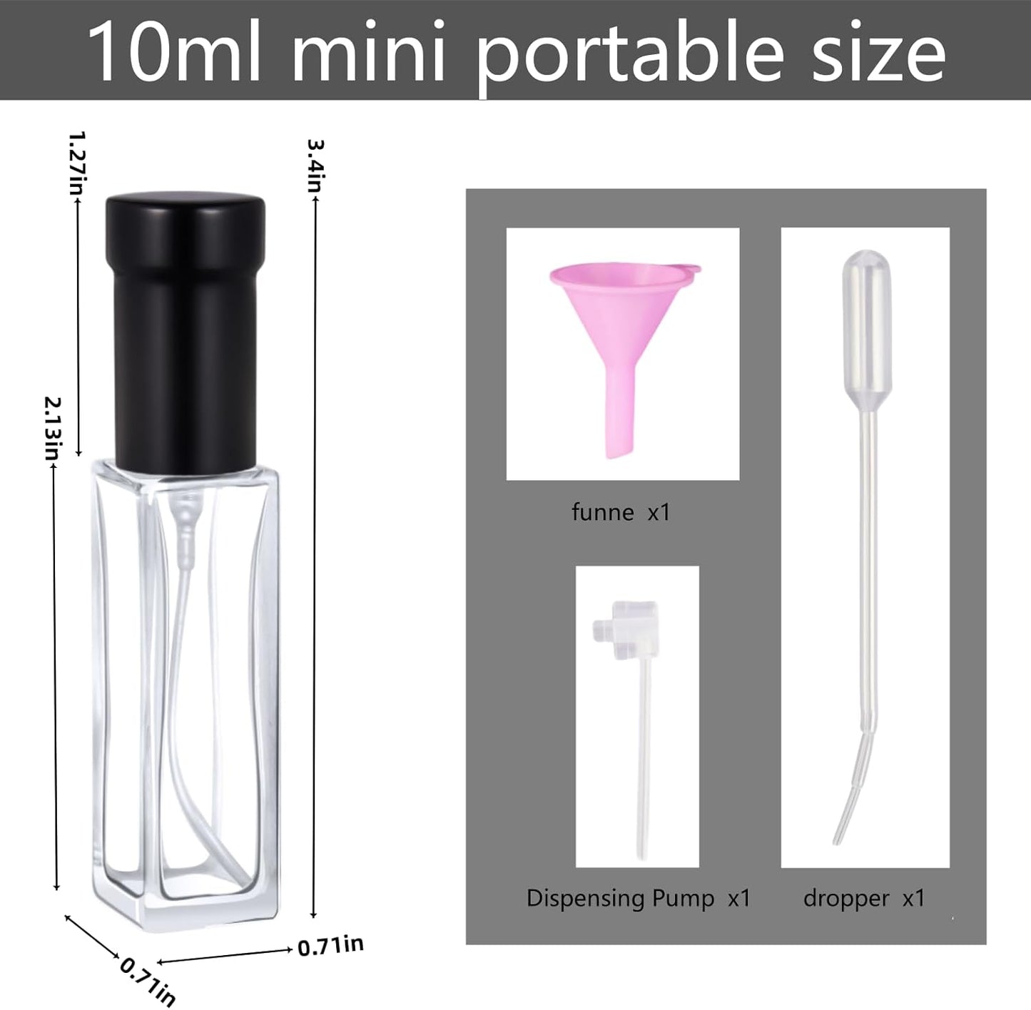 6 Pack 10ml Perfume Travel Refillable Bottles Leak Resistant Empty Glass Spray Bottles Mini Cologne Atomizer for Travel Size and Decants