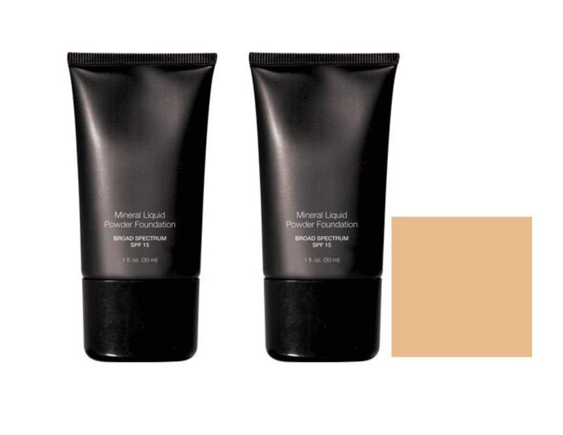 Beauty Deals Mineral Liquid Powder Foundation Broad Spectrum SPF 15 Pack of 2 (Almond)