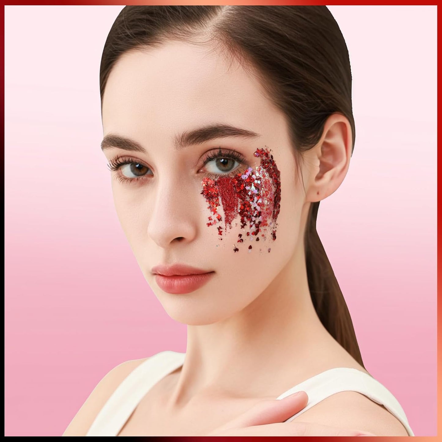 Teenitor Face Glitter Body Glitter, Clear White Body Glitter Gel, Hair Glitter Gel, 6 Shapes Rave Glitter, Mermaid Sequins Makeup Glitters Face Paint, Chunky Sparkling Glitter Gel for Women