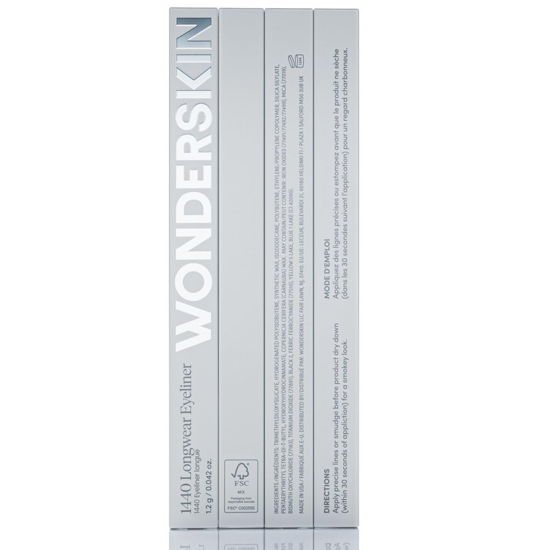 Wonderskin 1440 Longwear Black Glitter Eyeliner Pencil, 2 Pack - Waterproof, Sharpenable Eyeliner & Smudge Proof Eye Liner Pencils (Black Truffle)