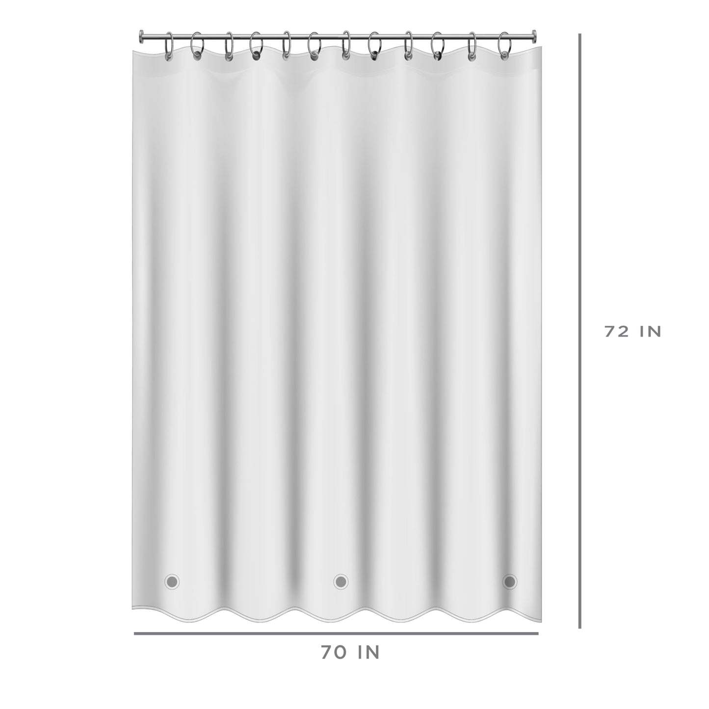 Bath Bliss Premium Hotel Weight Shower Curtain Liner, 12 Metal Eyelets, 3 Magnet Hem, x 72”, Frost