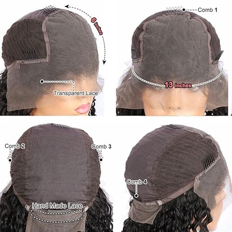 13x6 Lace Frontal Wigs for Black Women Pre Plucked Lace Wig Glueless Brazilian Remy Human Hair Wigs with Baby Hair (14 inch, 150% Density Lace Front Wig)