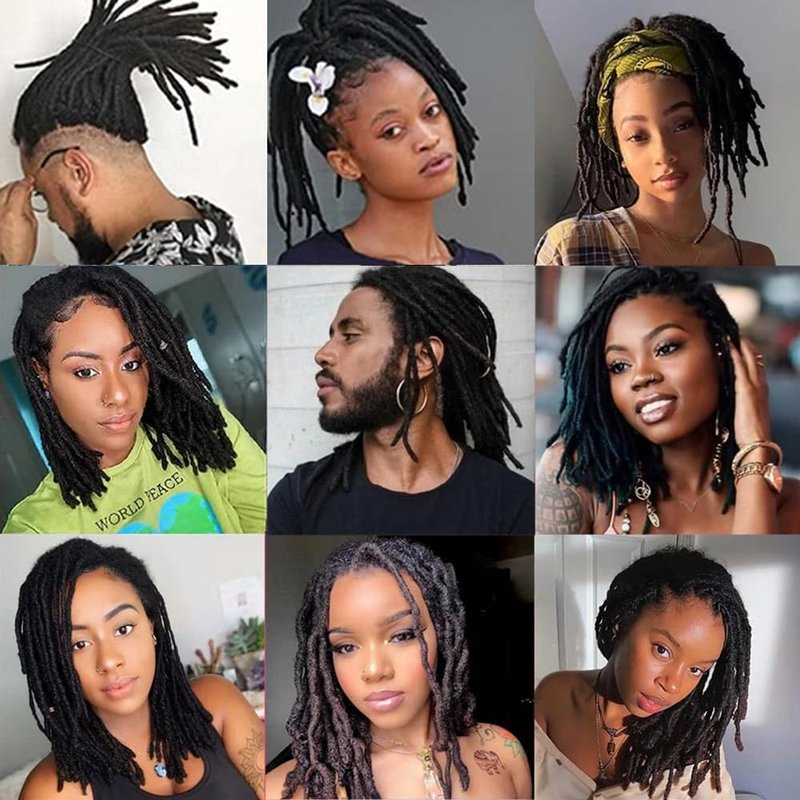 Dreadlock Extensions Human Hair 0.4cm Width 12 Inch 30 Strands, 100% Human Hair for Man/Women Loc Extensions Bundles Can Be Dyed Bleached Curled and Twisted Soft Dreads Extensions