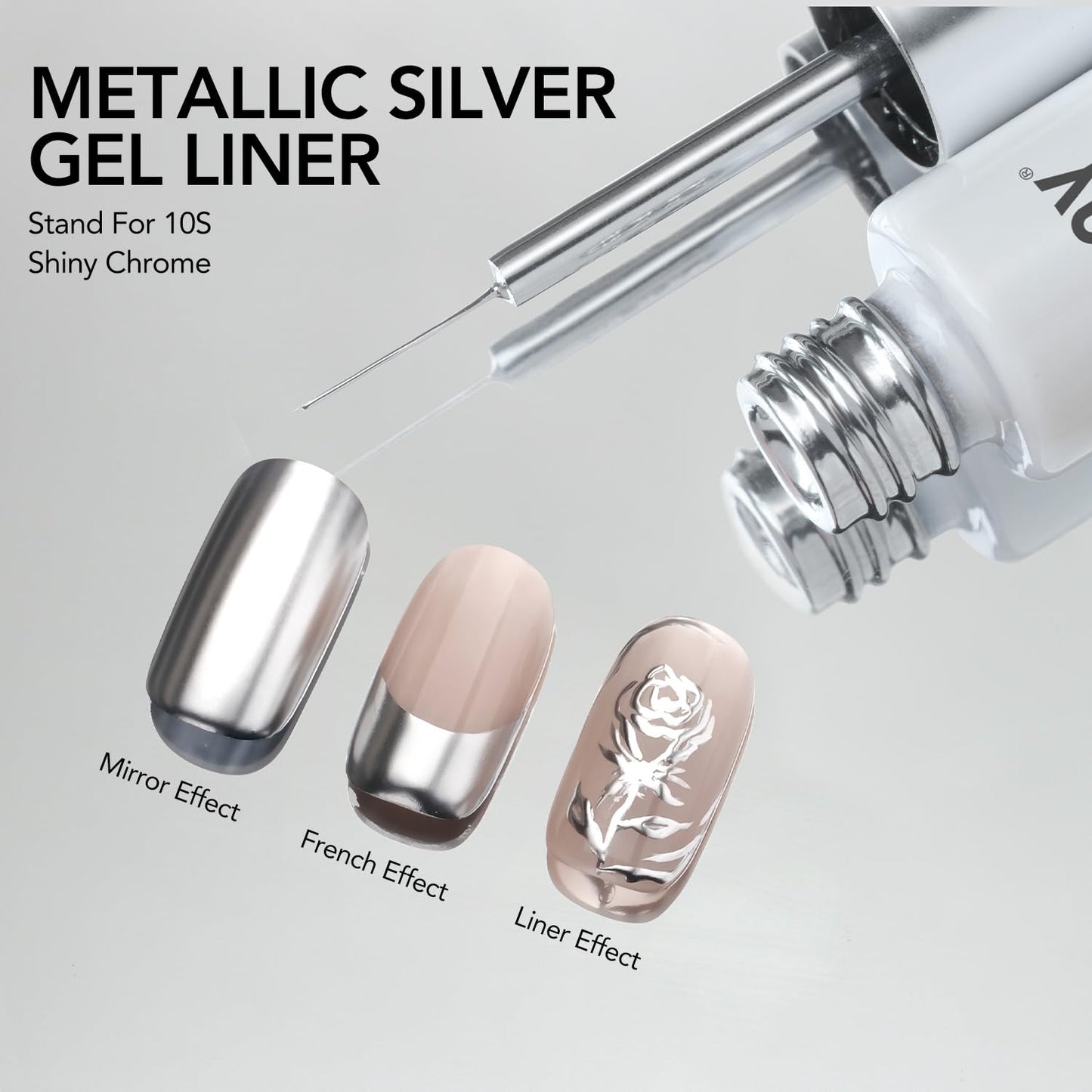 GAOY White Swirl Gel Nail Polish Art Liner, 8ml Classic Color Nail Paint Design with Thin Brush, UV Light Cure for DIY French Manicure at Home
