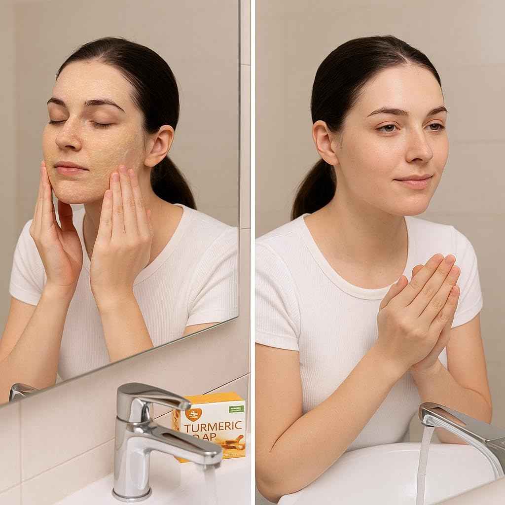 Zazouka Beauty Natural Turmeric Soap Bar, Face & Body Cleanser, Skin Lightening & Anti-Aging, 120g