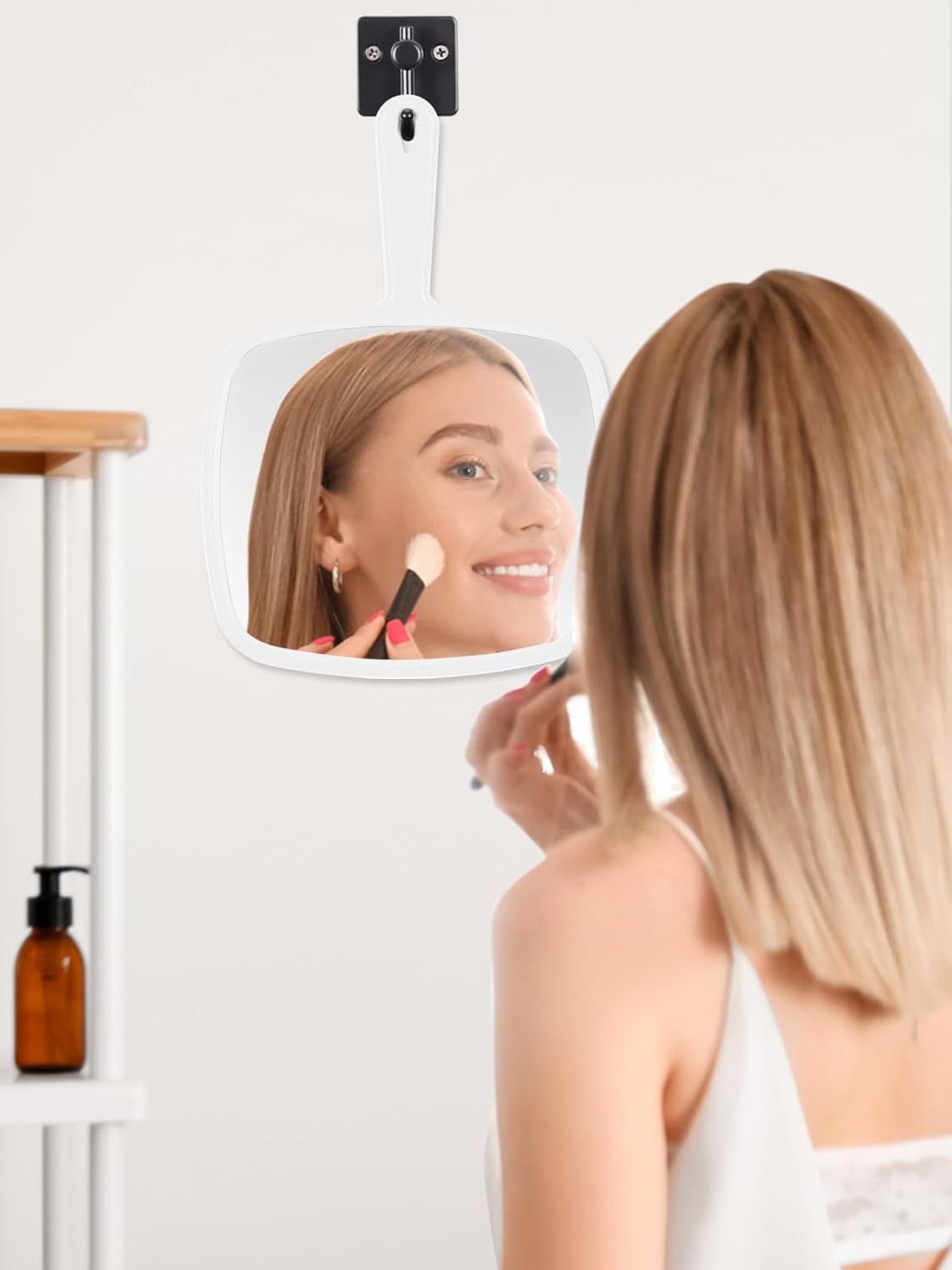 Extra Large Handheld Mirror,Hand Salon Mirror with Handle for Barbers, Hairdressing (Black,12.4" Lx 9" W)