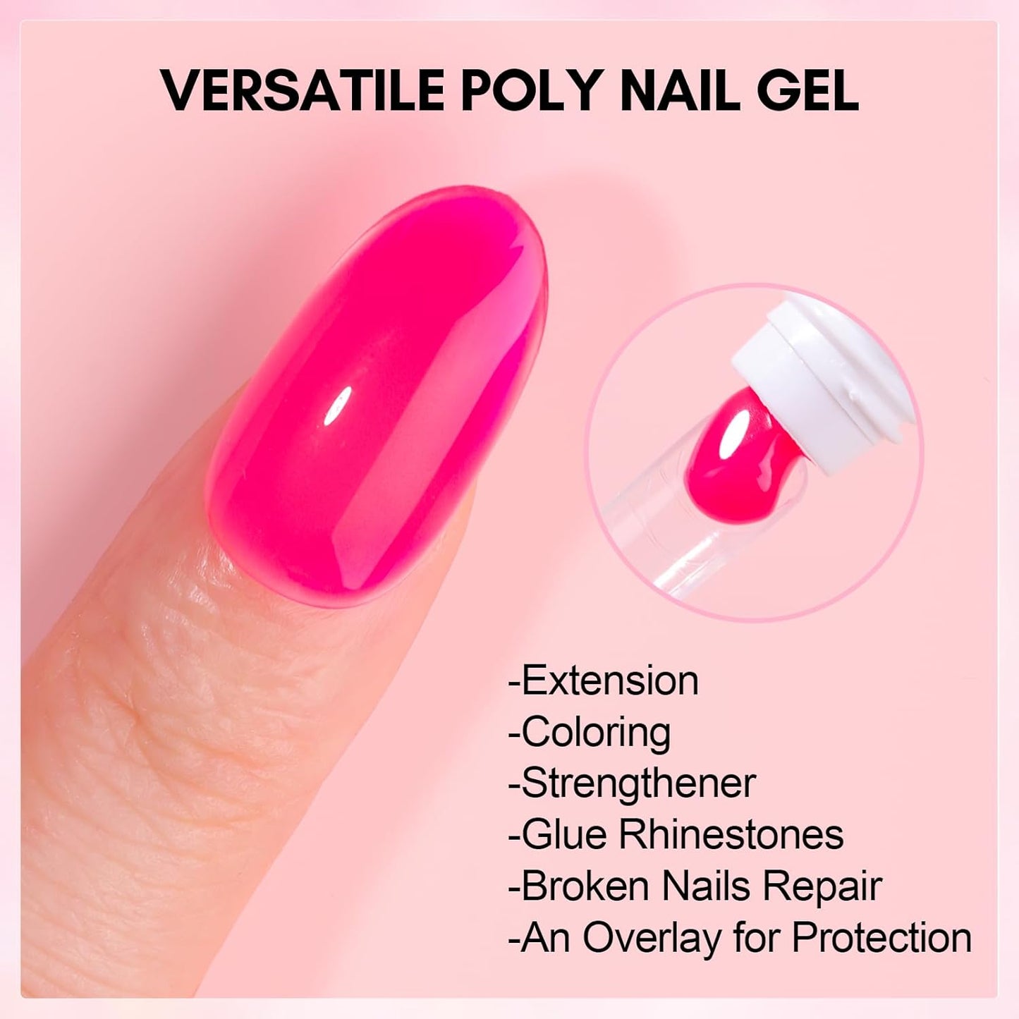 Makartt Poly Nail Gel: Clear 50ML Gel Builder for Natural-Looking Strengthener 3D Molding Gel for Trendy Nail Art-Long-Lasting and Easy to Use Supplies