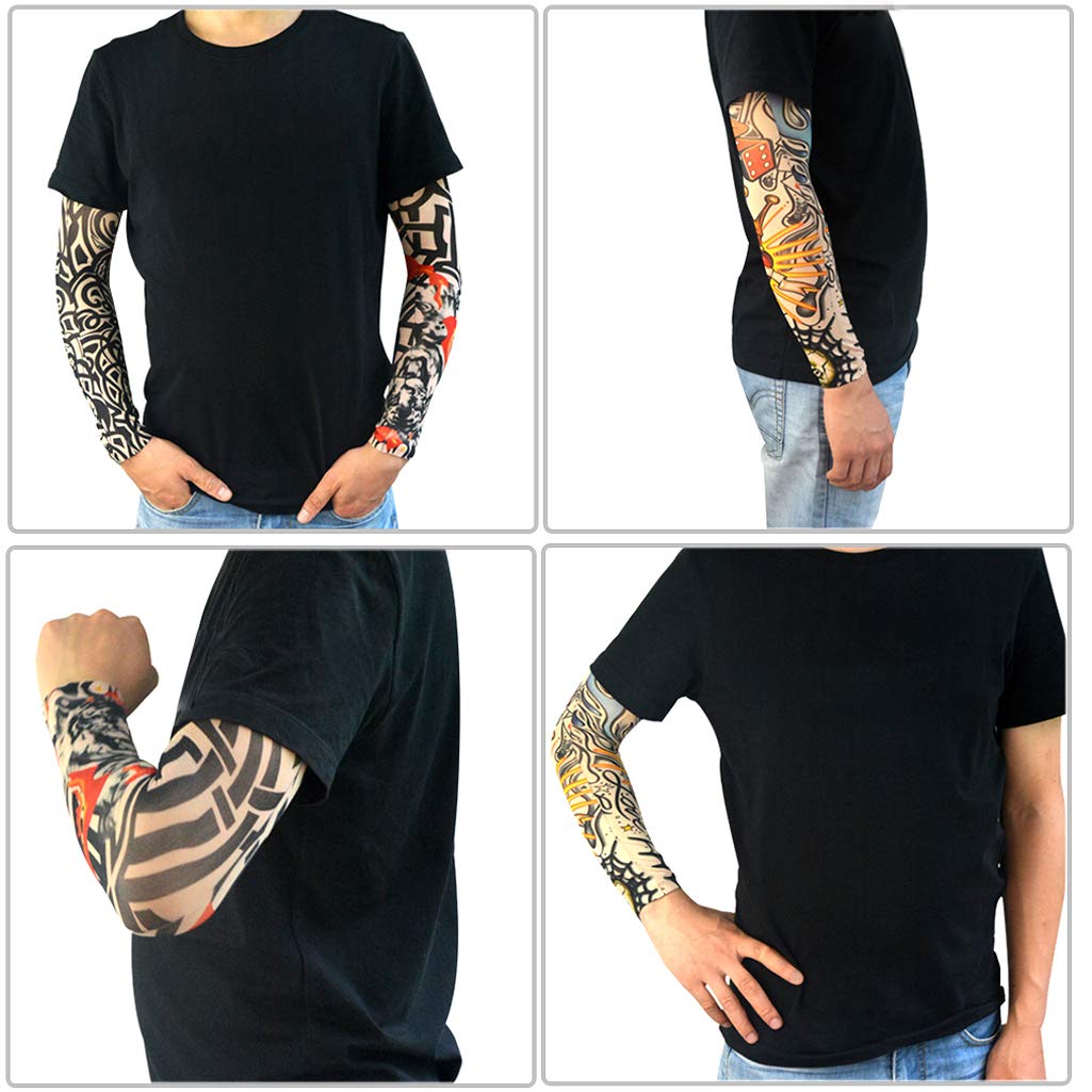 HOVEOX 20PCS Temporary Tattoo Arm Sleeves Arts Fake Temporary Tattoo Arm Sunscreen Sleeves Stockings Slip Accessories Halloween Tattoo