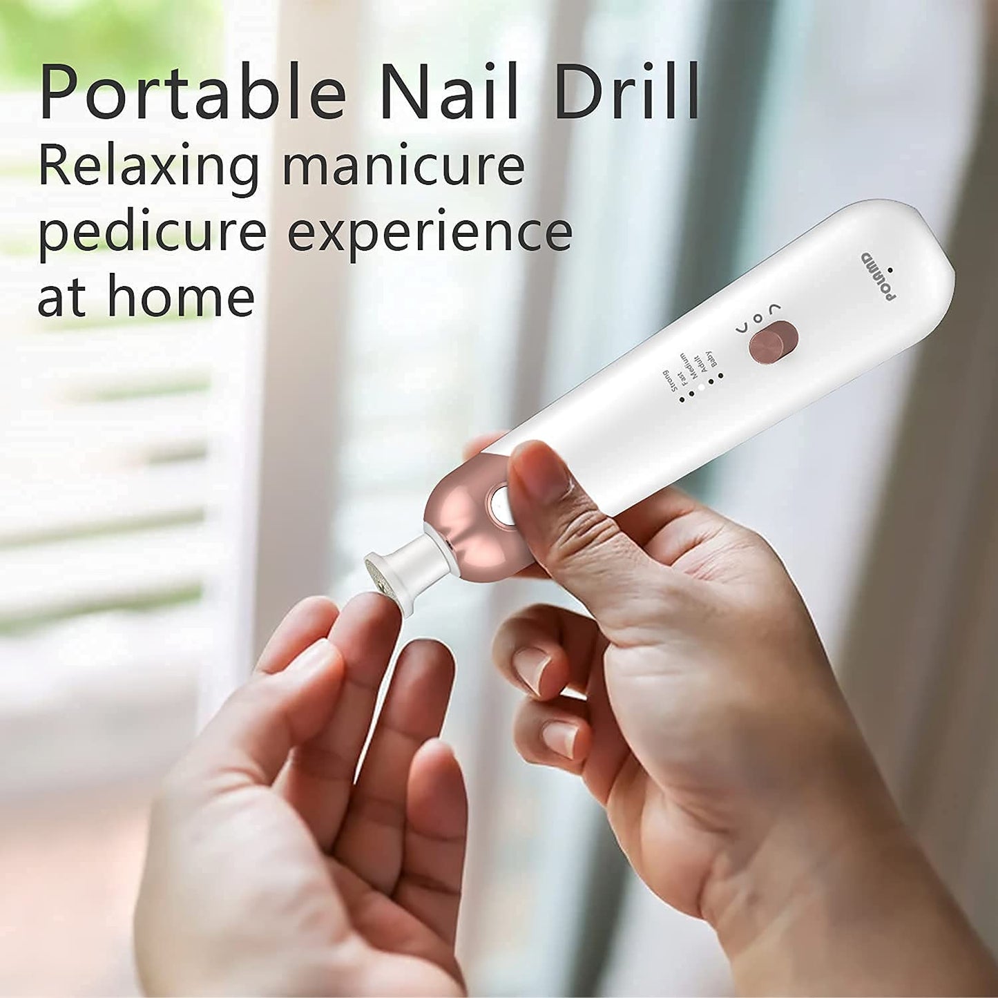 Electric Nail File Set - Professional Manicure Pedicure Kit | Cordless 5-Speed Drill for Hand & Foot Care (White)