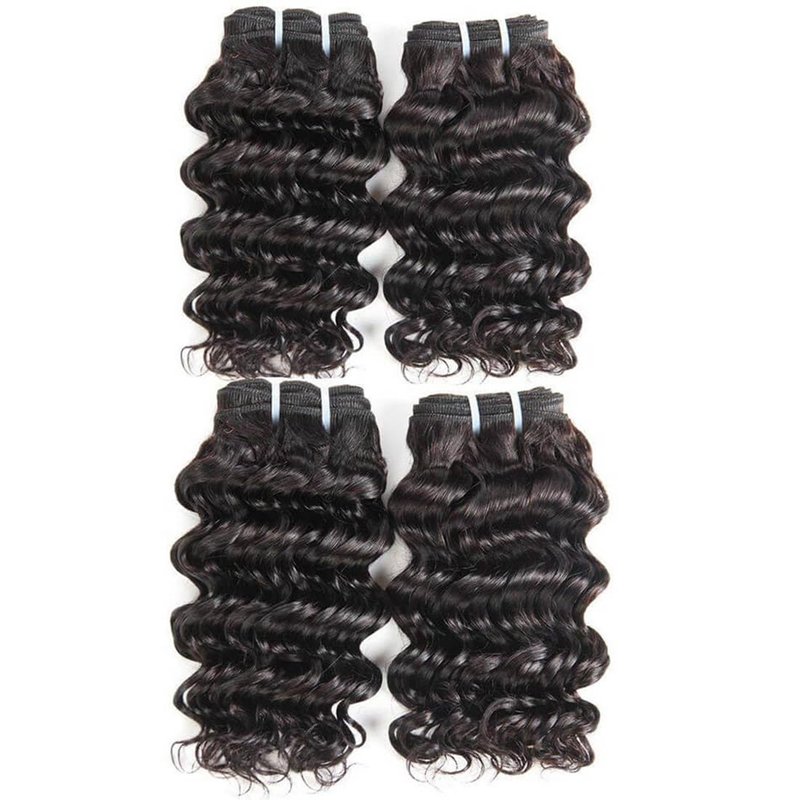 FASHION LINE 4 Bundles Deep Wave Short Bob Style Ombre 1B/27 Virgin Human Hair Bundles 50g Two Tone Honey Blonde Brazilian Hair Weave 8”