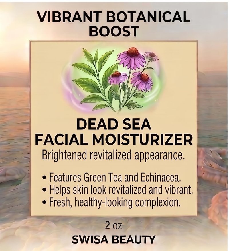 Swisa Beauty Dead Sea Facial Moisturizer – Daily Mineral Hydrator & Conditioning Cream to Soften & Nourish the Skin with Aloe, Seaweed & Green Tea, 2 oz