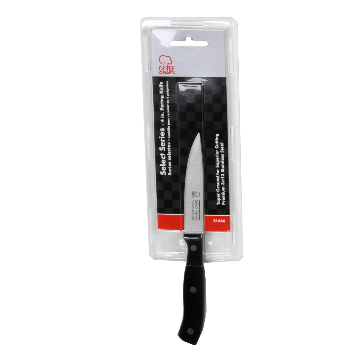 Chef Craft Select Stainless Steel Paring Knife, 4 inch blade 12 inch in length, Black
