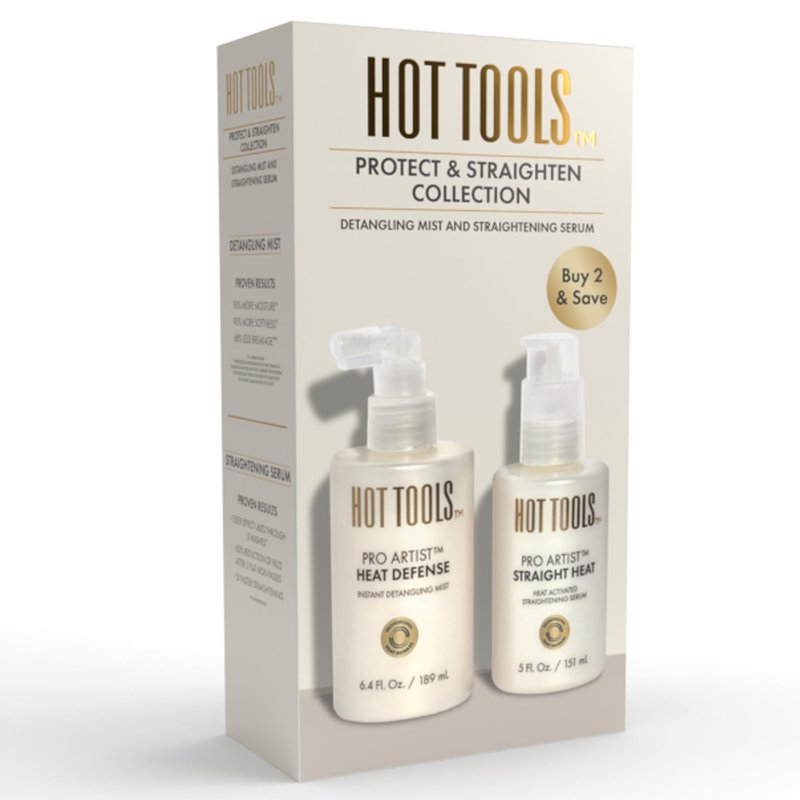 HOT TOOLS™ Pro Artist Heat Defense Instant Detangling Mist and Straight Heat, Heat Activated Straightening Serum | Protect and Straighten