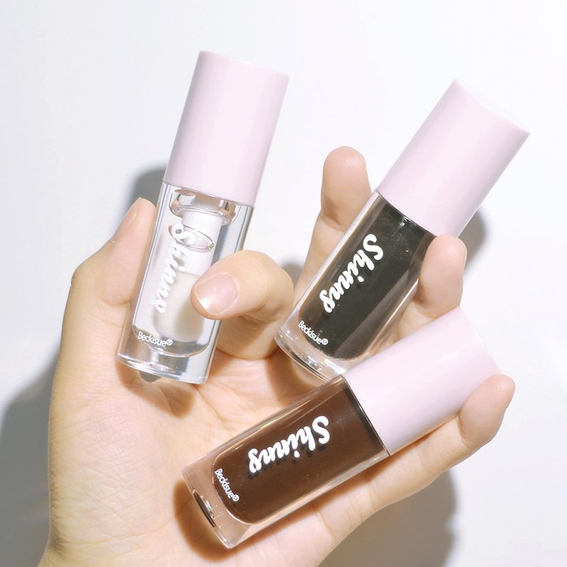 LuckNest Translucent Black Lip Gloss, Clear/Cherry/Sugar Lip Oil, Plumping Hydrating Mirror Highlight Gloss - Moisturizing Long Lasting & Non-Sticky Vegan Makeup (3Pcs)