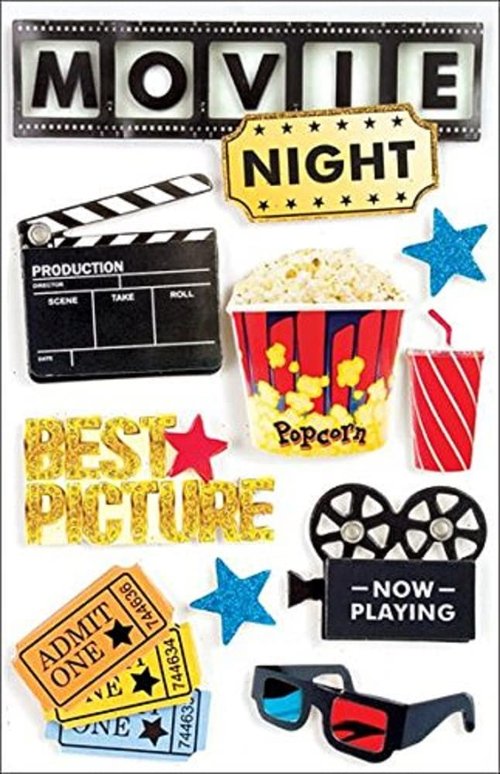 Paper House Productions STDM-0015E 3D Sticker, Movie Night