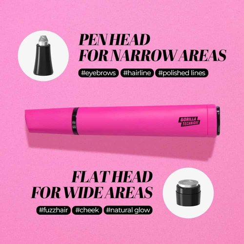 Gorilla Technique Eyebrow & Facial Trimmer for Women, Painless 2 in 1 Eyebrow Razor & Facial Hair Remover for Upper Lip, Chin & Peach Fuzz for Smooth Skin, K-Beauty Inspired Korean Skin Care
