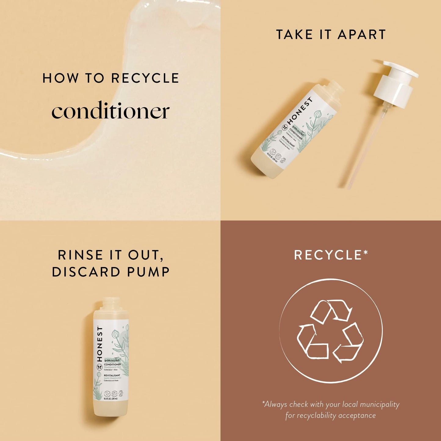 The Honest Company Silicone-Free Conditioner, Gentle, Hypoallergenic, Naturally Derived Ingredients, Fragrance-Free for Sensitive Skin, 10 fl oz