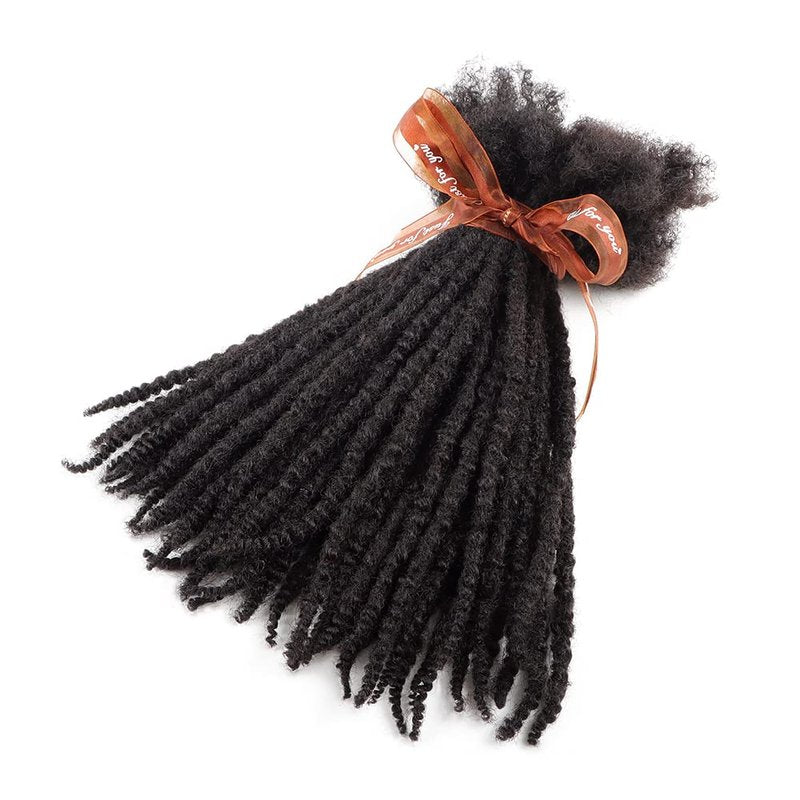 Textured Loc Extensions - Handmade Human Hair Dreadlock Extensions for Men & Women | Curly Ends, 8 Inch, Nature Black, 10 Strands