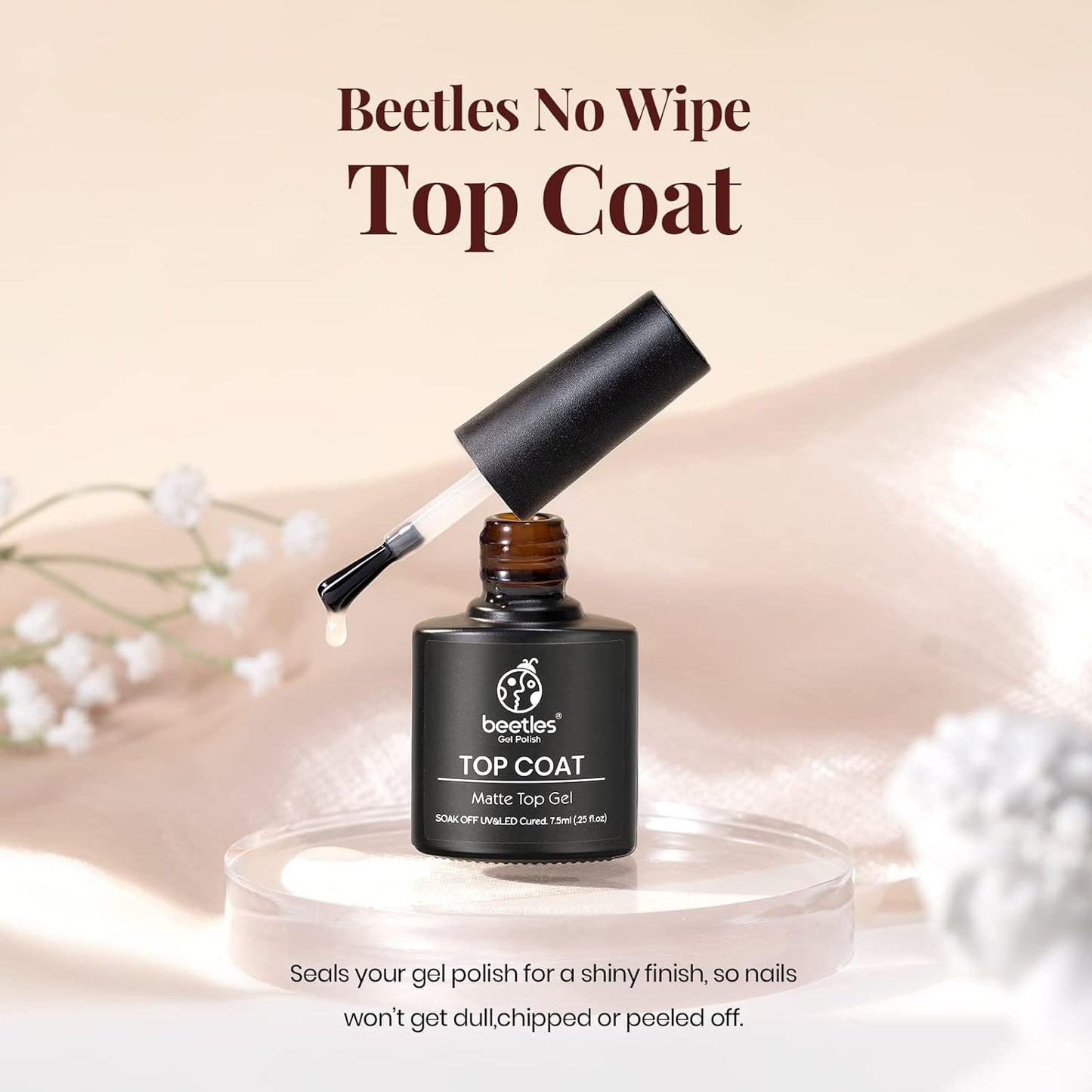 beetles Gel Polish 9 in 1 Gel Nail Glue for Clear Acrylic Nails Tips, Long Lasting Super Strong Brush Nail Glue for Fake Nails, Base Blooming Nail Gel, New Safe Formula, U V Light Cure