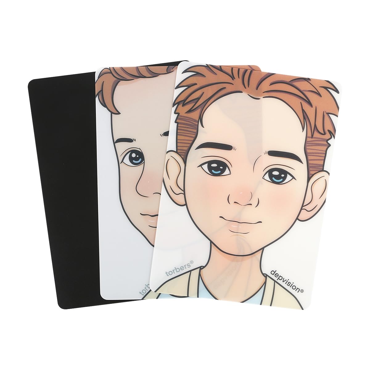 torbers Depvision Reusable Face Paint Practice Board,2 Colorful Face Paint Board,One Black Face Painting Exercise Board,Makeup Template A4 size (Boy)