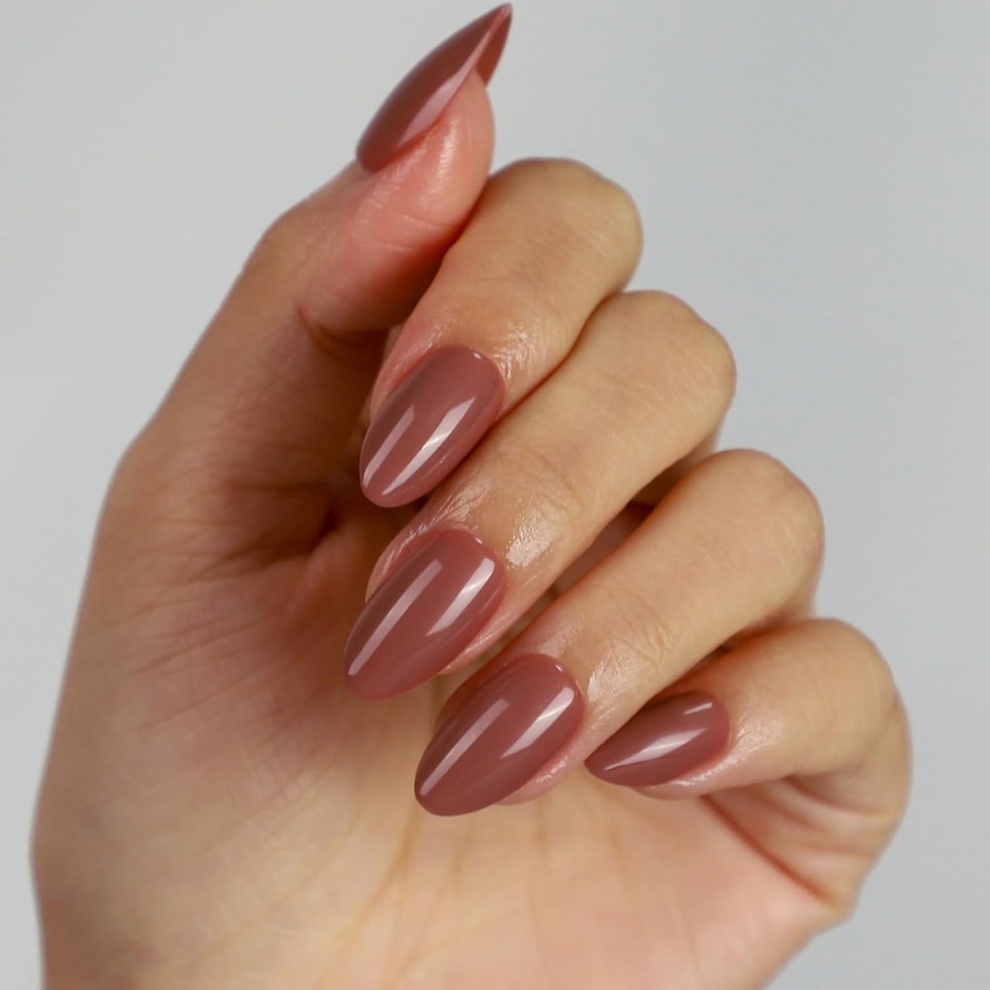 French Almond Gel Press On Nails Short 16 Sizes Fake Nails Glossy 32pcs, Nail Glue Included