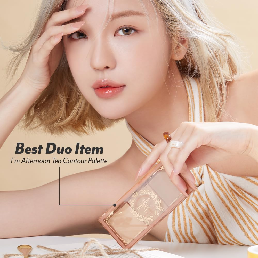 I'M MEME Blusher Palette - Afternoon Tea_Blossom Tea | Soft Pink, Peach, Lavender, 3 Shades Palette, Matte Powder, Face & Cheeks, For All Skin Tones, Powdery Finish, Lightweight Formula, 0.4 Oz