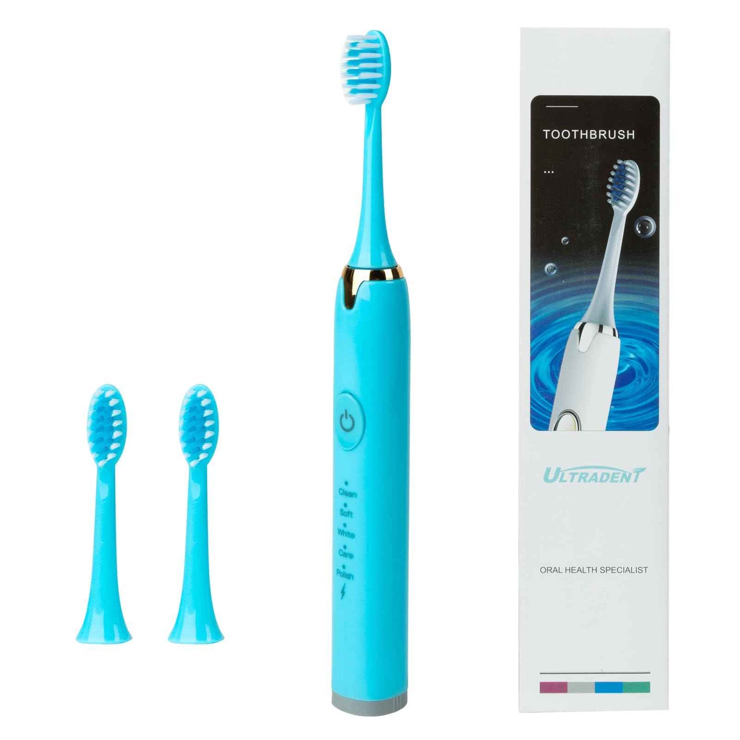 QYKCGQ Portable Adult Travel Electric Toothbrush, Rechargeable Sonic Electric Toothbrush with 3 Brush Heads, 2 Minutes 5 Modes Smart Timer, 48000vpm (Blue