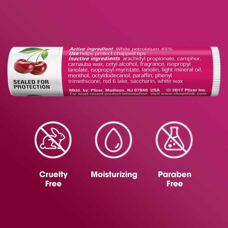 ChapStick Bulk Cherry Lip Balm 24-Count – Fruity & Sweet Lip Moisturizer for Dry Lips, 0.15 Ea