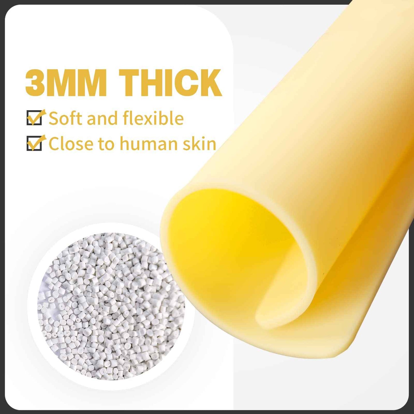 Padieoe Tattoo Practice Skin 8pcs 7.8x7.8in 3MM Silicone Tattoo Fake Skin Double Sides Practice Sheet with 10 Transfer Stencil Paper for Beginners N201099-S-8N